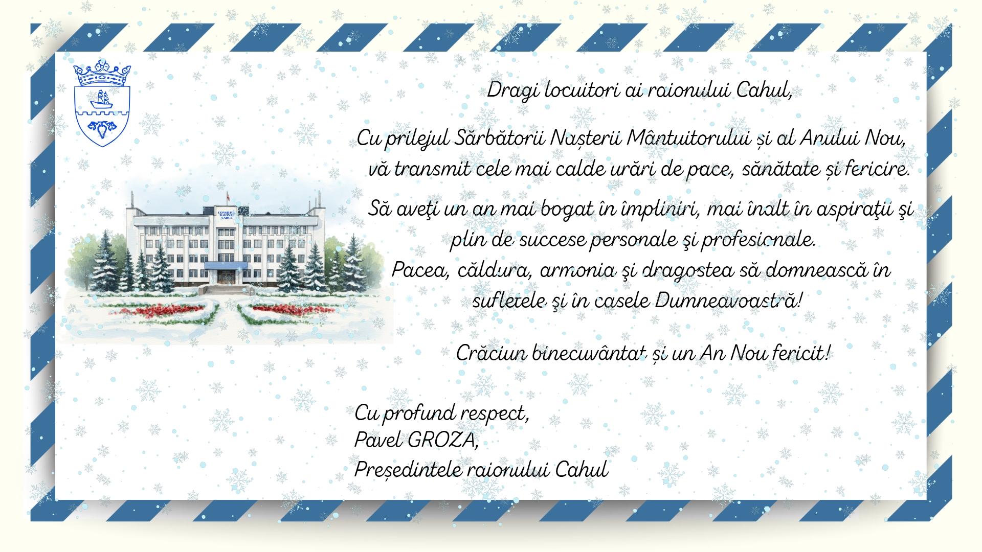  Greeting Message of the President of Cahul District on the Occasion of the Winter Holidays
