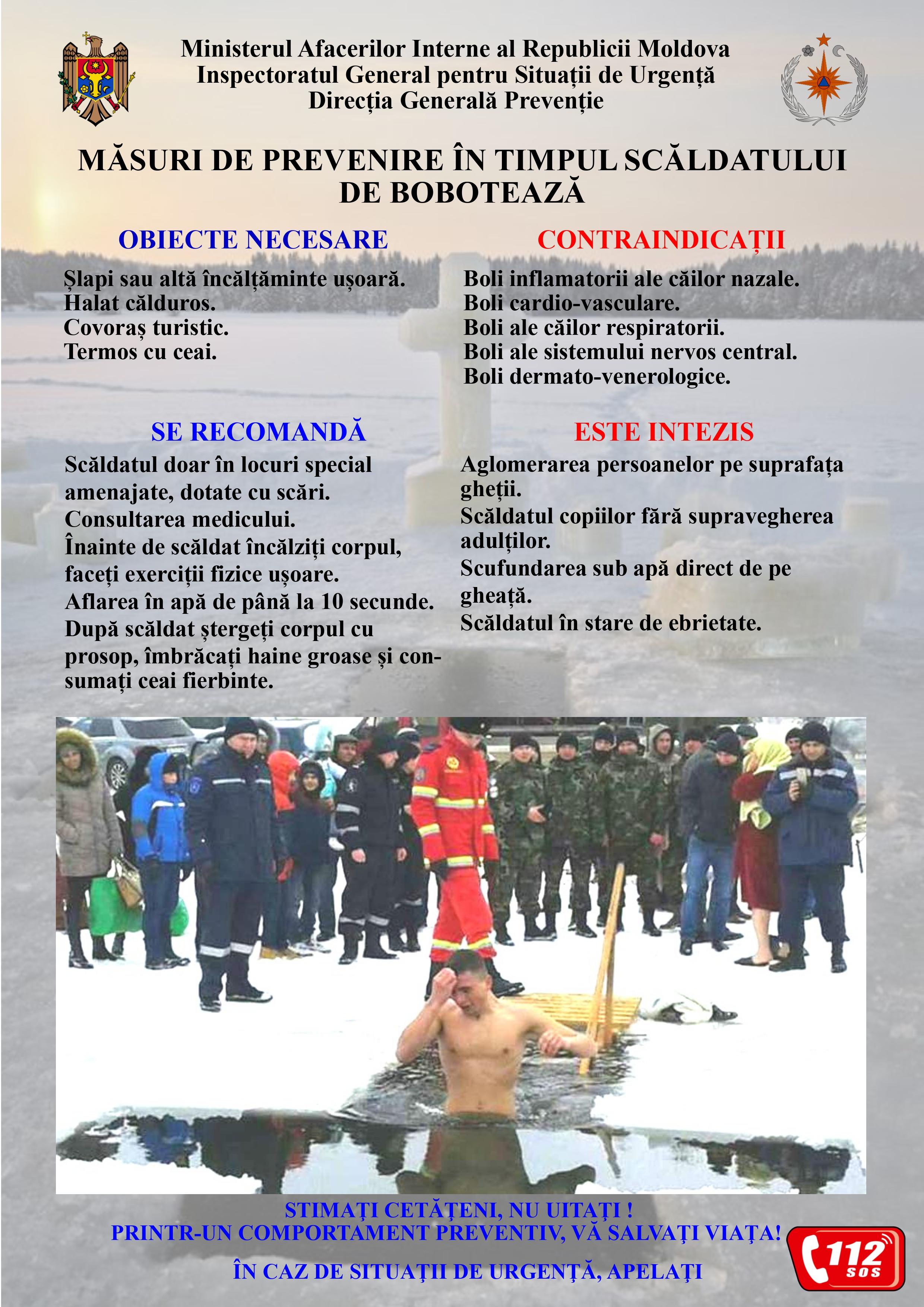 Recomandările Inspectoratului General pentru Situații de Urgență pentru prevenirea riscurilor în timpul scăldatului de Bobotează